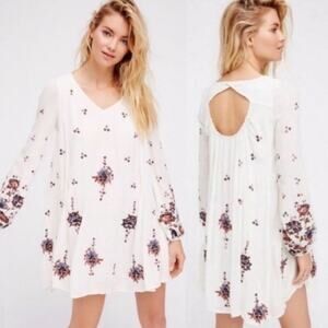 Free People Oxford‎ Embroidered Floral Dress Medium Boho Coquette Cottagecore